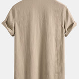 Crinkled Textured V Neck Shirt