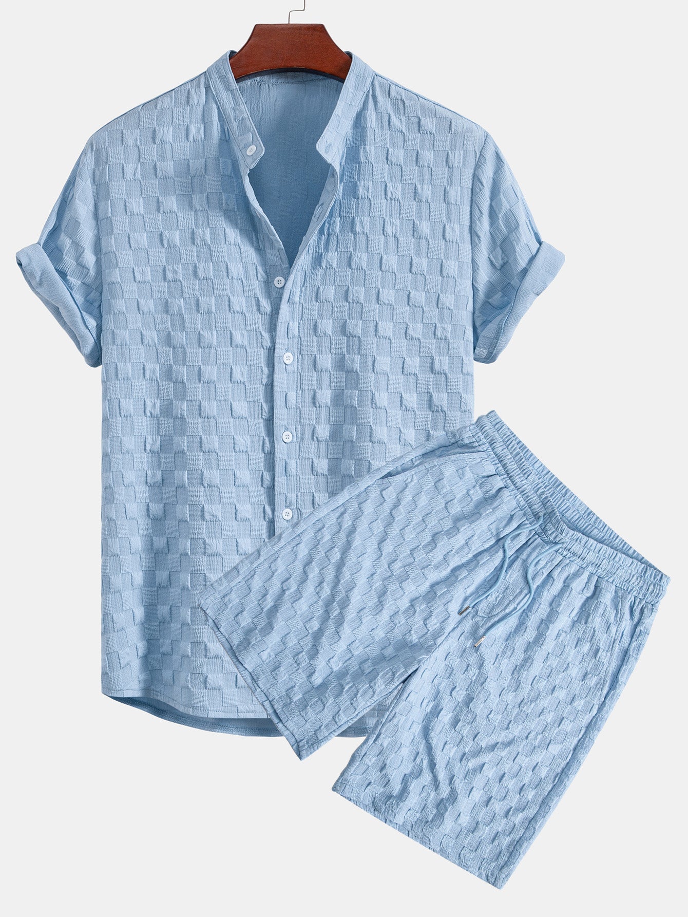 Checkerboard Jacquard Shirt & Checkerboard Jacquard Shorts Set
