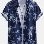 Palm Tree Island Print Button Up Shirt