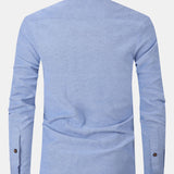 Long Sleeve Contrast Stand Collar Oxford Shirt