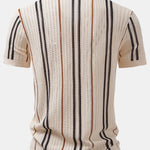 Stripe Crochet Shirt & Straight Leg Linen Pants Set