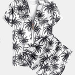 Relax Fit Palm Tree Print Shirt & Palm Tree Print Swim Short Set
