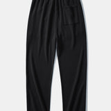 Contrast Textured Johnny Collar Knit Polo & Drawstring Knitted Waffle Pants Set