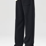 Letter Print Contrast Polo Sweatshirt & Pleated Pintuck Sweatpants Set