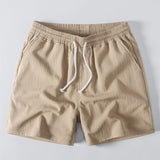 Textured Striped Shirt & Crinkle Textured Drawstring 5" Shorts Set