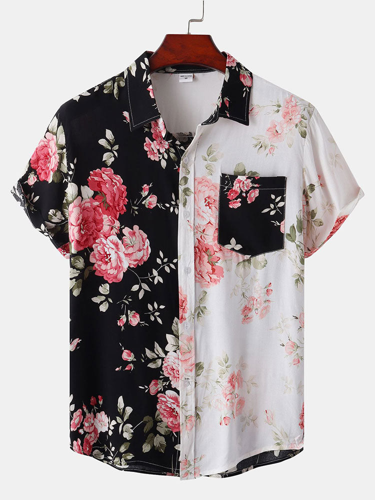 Two Tone Floral Print Shirt & Swim Shorts Set
