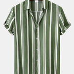 Stripe Print Shirt & Swim Shorts Set
