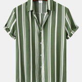 Stripe Print Shirt & Swim Shorts Set