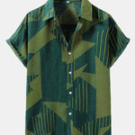 Line Geometry Print Button Up Shirt
