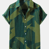 Line Geometry Print Button Up Shirt