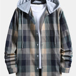 Contrast Hoodie Plaid Shirt