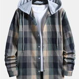 Contrast Hoodie Plaid Shirt