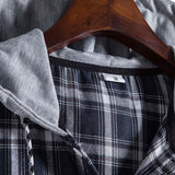 Plaid Drawstring Hooded Shirt