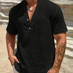 LINEN V-NECK SHIRT FOR MEN