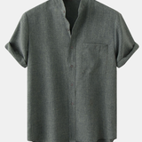 Stand Collar Shirt Whit Pocket