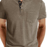 COTTON BLEND HENLEY TOP FOR MEN