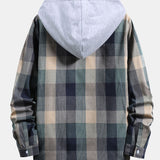 Contrast Hoodie Plaid Shirt