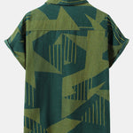 Line Geometry Print Button Up Shirt