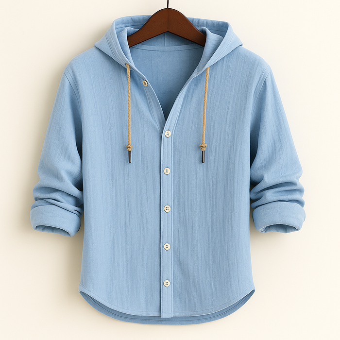 COTTON LINEN HOODIE SHIRT FOR MEN