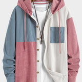 Relax Fit Colorblock Corduroy Hooded Shirt