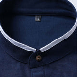 Long Sleeve Contrast Stand Collar Oxford Shirt
