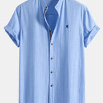 Short Sleeve Linen Shirt & Linen Blend Drawstring 7" Shorts Set