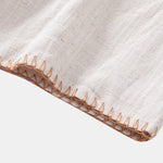 Contrast Stitching Linen Rayon Blend Cuban Shirt & Crinkle Textured Set