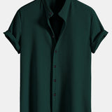 Muscle Fit Ribbed Stand Collar Shirt
