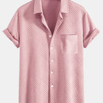 Striped Jacquard Shirt & Drawstring Shorts Set
