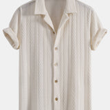 Texture Jacquard Cuban Shirt & Crinkle Textured Drawstring 5" Shorts Set