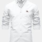 Cowboy Embroidery Cotton Oxford Button Up Shirt