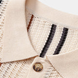 Stripe Crochet Shirt & Straight Leg Linen Pants Set