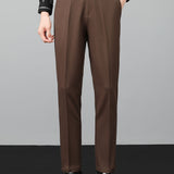 Stripe Johnny Collar Knit Polo & Slim Fit Tapered Trousers Set