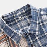 Long Sleeved Contrast Plaid Shirt