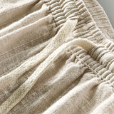 Linen and Rayon Blend Shirt & Linen Cotton Blend Drawstring Striped Shorts Set
