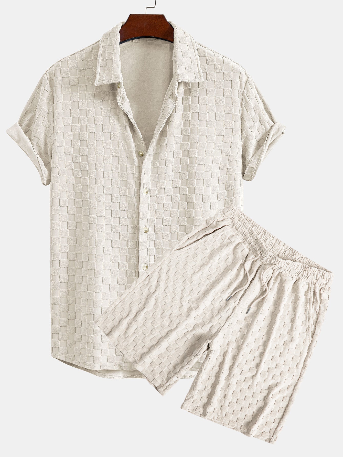 Checkerboard Terry Shirt & Shorts Set