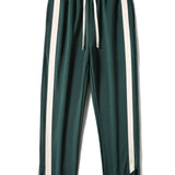 Los Angeles Print Color Block Polo Sweatshirt & Slit Hem Stripe Pants Set