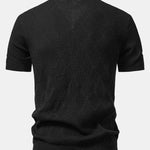 Rhombus Textured Zip Up Knitted Polo Shirt & Tapered Trousers Set