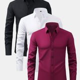 3 Pieces Long Sleeve Button Up Dress Shirt