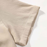 Crinkled Texture Stand Collar Shirt
