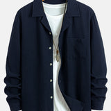 Long Sleeve Waffle Cuban Collar Shirt