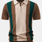 Textured Color Block Knit Polo & Slim Fit Tapered Trousers Set