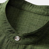 Short Sleeve Stand Collar Shirt & Straight Leg Linen Pants Set