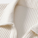Waffle V-neck Polo & Drawstring Knitted Waffle Shorts Set