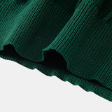 Stripe Jacquard Knit Polo Shirt & Straight Leg Ribbed Pants Set