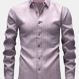 Long Sleeve Stripe Linen Button Up Shirt