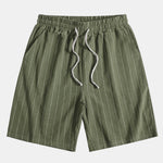 Linen Striped Shirt & Drawstring Shorts Set