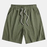 Linen Striped Shirt & Drawstring Shorts Set