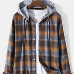 Regular Fit Contrast Hooded Plaid Shirts