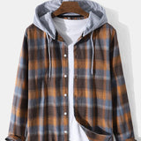Regular Fit Contrast Hooded Plaid Shirts